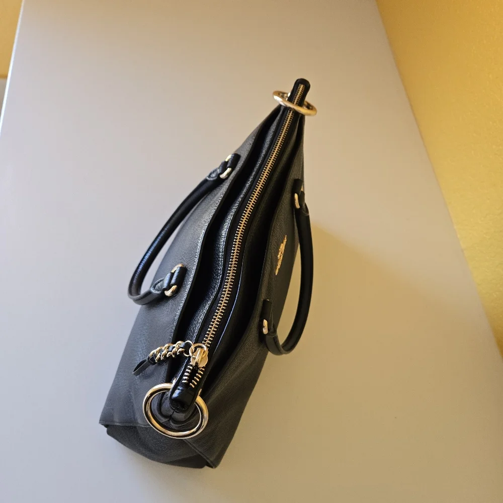 Coach F77884 Mia Pebbled Black Leather Convertible Satchel Top Handle Handbag - Picture 13 of 16